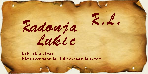 Radonja Lukić vizit kartica
